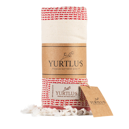 Imperial Series Pre-Washed 38"x72" Turkish Towel Highly Absorbent YURTLU'S - Red