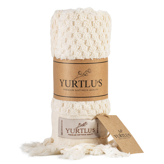 YURTLU'S Fluffy Series  Hand Towel 18x 37,Soft Thick Towel, Kitchen Towel - Beige