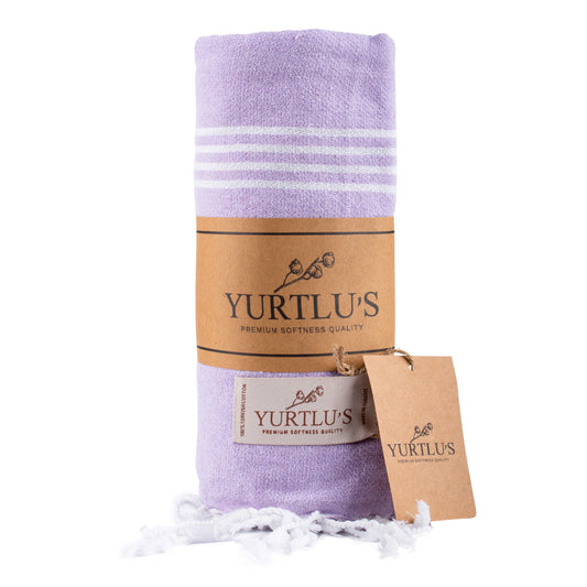 Minimalist Series Pre-Washed 38"x72" Turkish Towel Highly Absorbent YURTLU'S - Purple