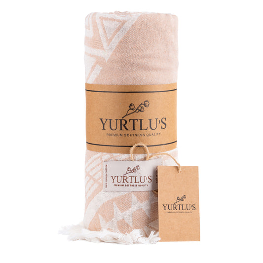 Harmony Series Pre-Washed 38"x72" Turkish Towel Highly Absorbent YURTLU'S - Beige