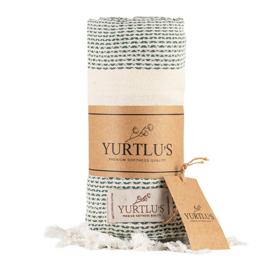 Imperial Series Pre-Washed 38"x72" Turkish Towel Highly Absorbent YURTLU'S - Olive Green