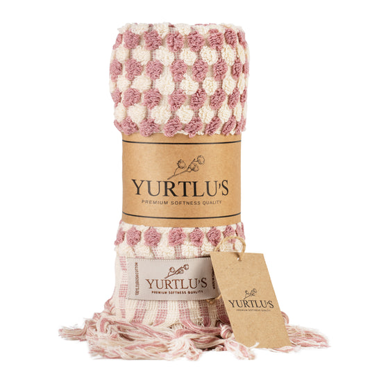 YURTLU'S Fluffy Series  Hand Towel 18x 37,Soft Thick Towel, Kitchen Towel - Soft Pink