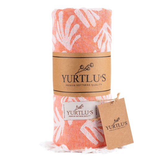 Harmony Series Pre-Washed 38"x72" Turkish Towel Highly Absorbent YURTLU'S - Orange