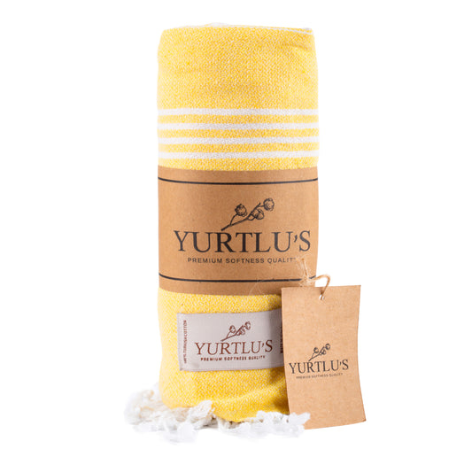 Minimalist Series Pre-Washed 38"x72" Turkish Towel Highly Absorbent YURTLU'S - Yellow