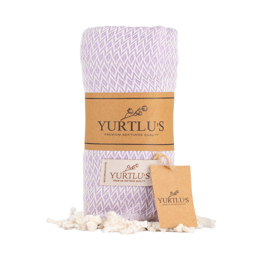 YURTLU'S Elegance Series Absorbent 38"x72" Turkish Towel Highly Pre-Washed - Soft Purple