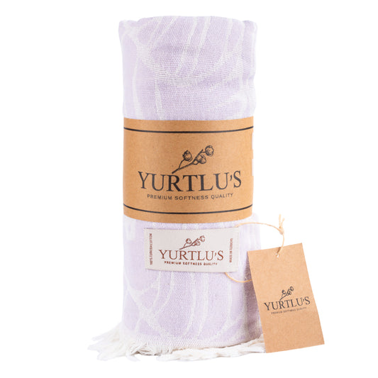 Harmony Series Pre-Washed 38"x72" Turkish Towel Highly Absorbent YURTLU'S - Purple