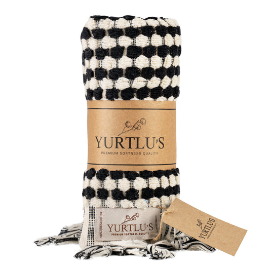 YURTLU'S Fluffy Series  Hand Towel 18x 37,Soft Thick Towel, Kitchen Towel - Black