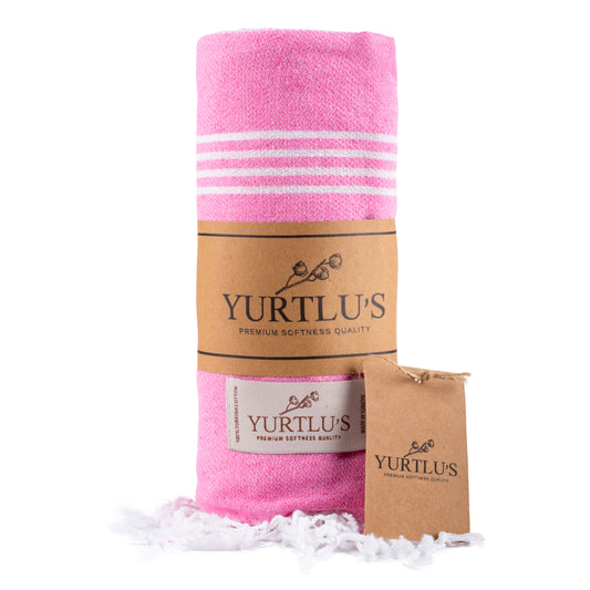 Minimalist Series Pre-Washed 38"x72" Turkish Towel Highly Absorbent YURTLU'S - Pink