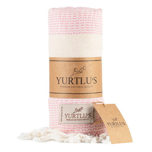 Imperial Series Pre-Washed 38"x72" Turkish Towel Highly Absorbent YURTLU'S - Pink