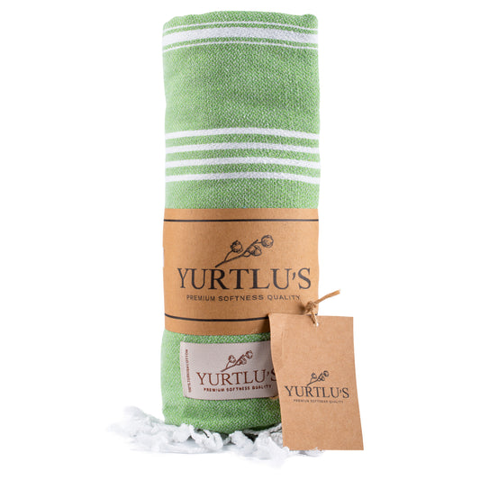 Minimalist Series Pre-Washed 38"x72" Turkish Towel Highly Absorbent YURTLU'S - Green