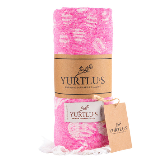 Harmony Series Pre-Washed 38"x72" Turkish Towel Highly Absorbent YURTLU'S - Pink