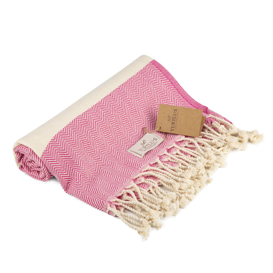 YURTLU'S TURKISH COTTON Golden Sands Series Beach Towel - Fushia | 71 x 37 in 100% Cotton