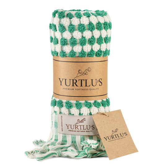 YURTLU'S Fluffy Series  Hand Towel 18x 37,Soft Thick Towel, Kitchen Towel - Green