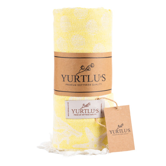 Harmony Series Pre-Washed 38"x72" Turkish Towel Highly Absorbent YURTLU'S - Yellow