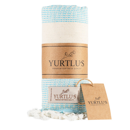 Imperial Series Pre-Washed 38"x72" Turkish Towel Highly Absorbent YURTLU'S - Turquoise