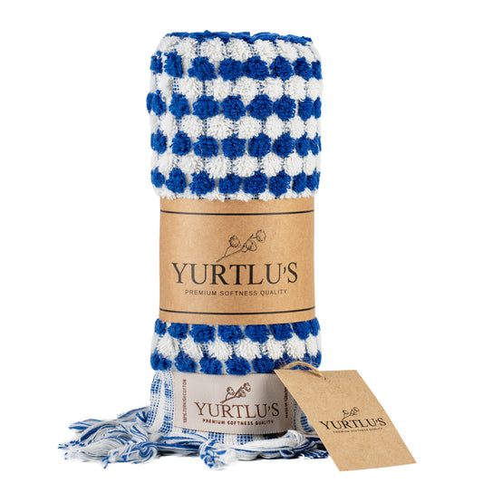 YURTLU'S Fluffy Series  Hand Towel 18x 37,Soft Thick Towel, Kitchen Towel - Blue