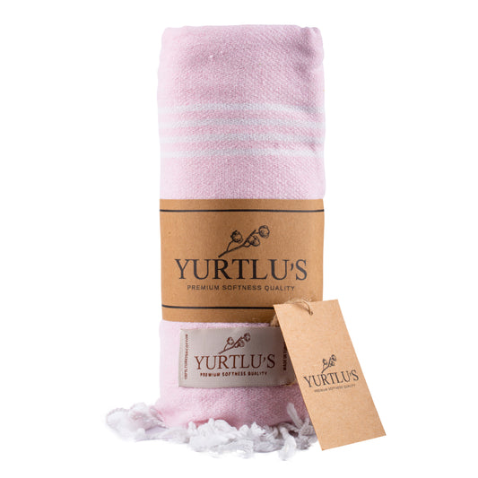 Minimalist Series Pre-Washed 38"x72" Turkish Towel Highly Absorbent YURTLU'S - Light Pink