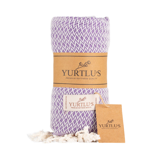 YURTLU'S Elegance Series Absorbent 38"x72" Turkish Towel Highly Pre-Washed - Purple