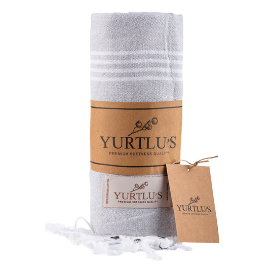 Minimalist Series Pre-Washed 38"x72" Turkish Towel Highly Absorbent YURTLU'S - Gray