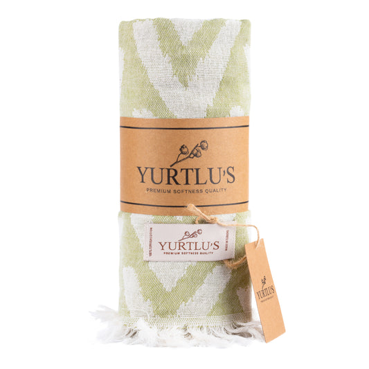 Harmony Series Pre-Washed 38"x72" Turkish Towel Highly Absorbent YURTLU'S - Green