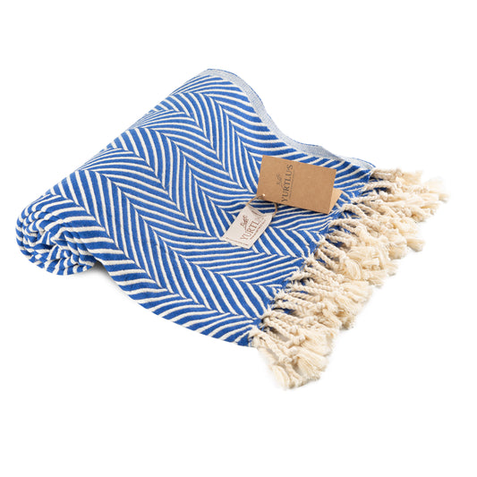 YURTLU'S Sapphire Sands Series Turkish Beach Towel Pre-Washed 38"x72" Quick Dry and Highly Absorbent Oversized Sand-Free Stylish and Versatile for Beach, Spa, and Home Light 100% Cotton Peshtemal